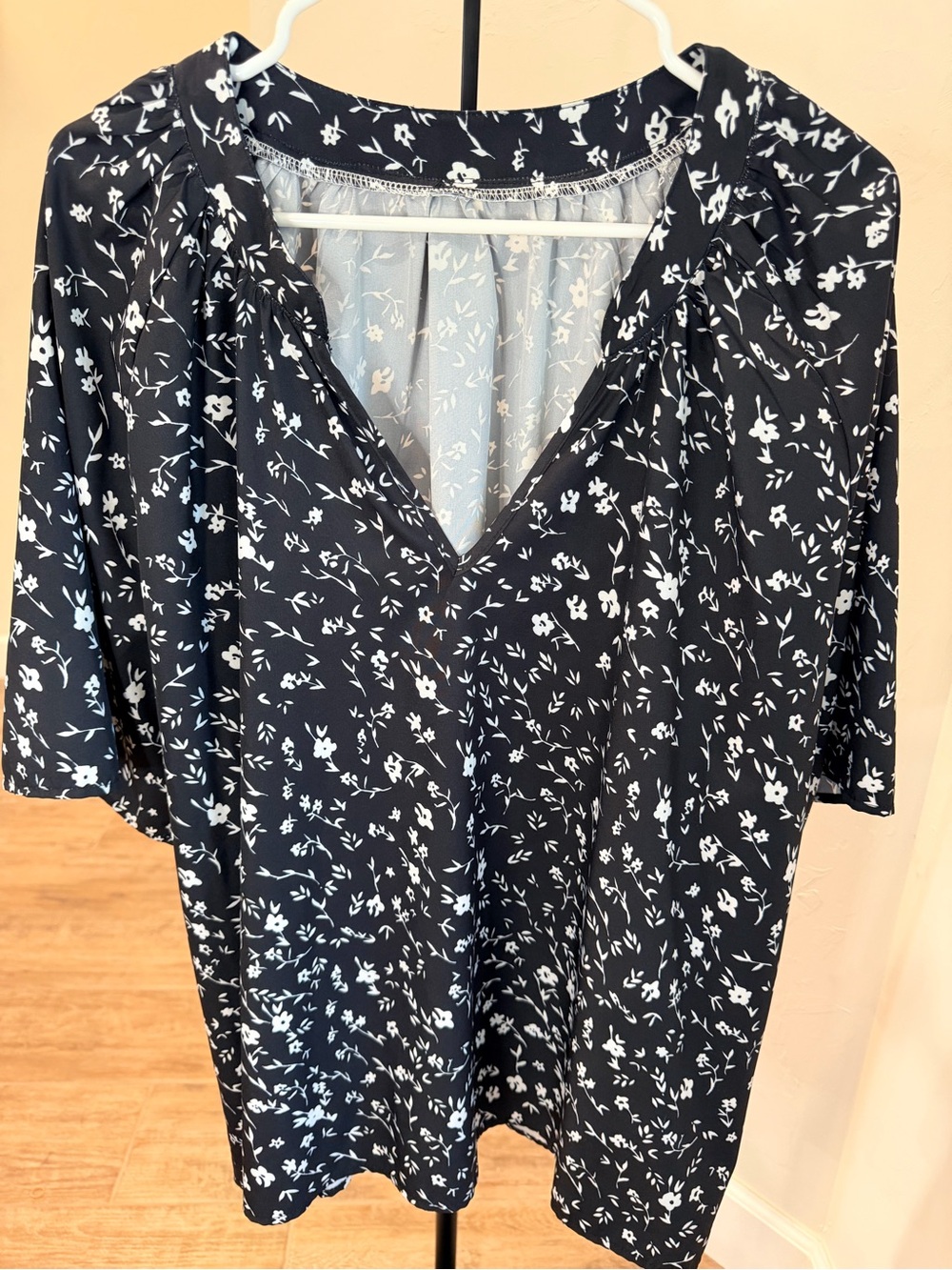 Women’s Black Floral Blouse | Size 3XL
